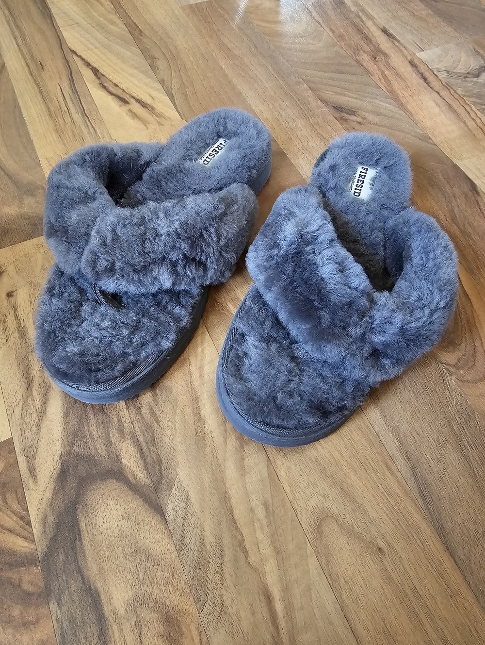 Cozy Plush Slide Slippers — Gray Faux Fur Comfort